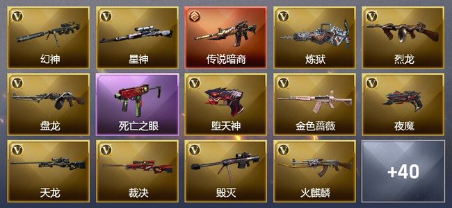 穿越火线（CF）1传说武器 3王者武器 2炫金武器 83V武器 16V角色 17皮肤 可排位