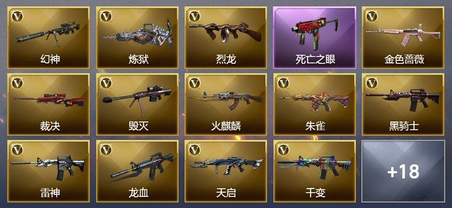 穿越火线（CF）5王者武器 1炫金武器 33V武器 13V角色 11皮肤 可排位