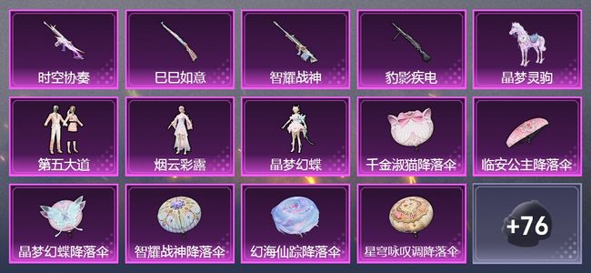 和平精英1载具 4升级枪 4粉装 1尾迹 66套装 27277热力 4印记