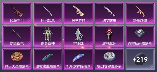 和平精英6升级枪 3粉装 1尾迹 134套装 49804热力 9印记