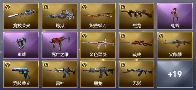 穿越火线（CF）1传说武器 6王者武器 37V武器 21V角色 11皮肤 可排位