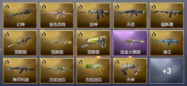 穿越火线（CF）3王者武器 1炫金武器 13V武器 12V角色 3皮肤 可排位