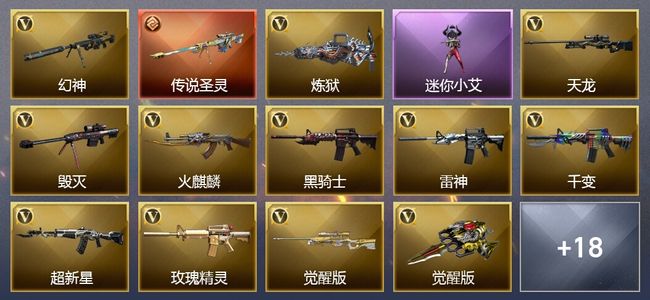 穿越火线（CF）1传说武器 2王者武器 1炫金武器 30V武器 15V角色 8皮肤 可排位