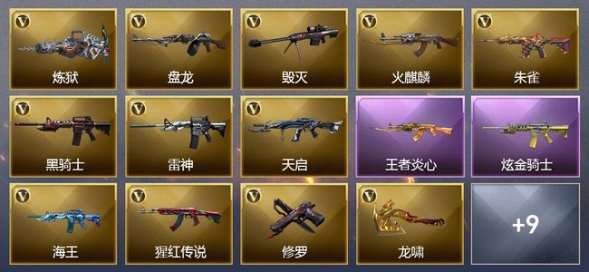 穿越火线（CF）1王者武器 1炫金武器 37V武器 15V角色 4皮肤 可排位