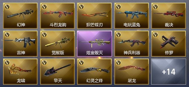 穿越火线（CF）10王者武器 1炫金武器 18V武器 16V角色 8皮肤 可排位