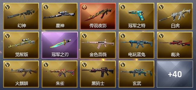 穿越火线（CF）0传说角色 1传说武器 14王者武器 2炫金武器 42V武器 28V角色 17皮肤 可排位 无
