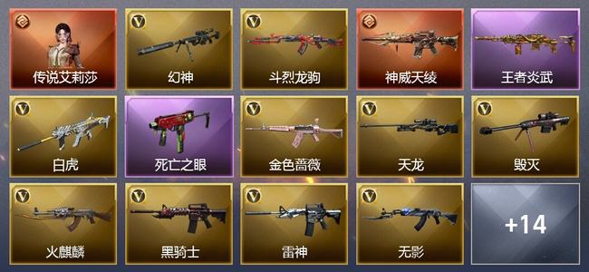 穿越火线（CF）1传说角色 1传说武器 1王者武器 0炫金武器 32V武器 17V角色 12皮肤 可排位 无