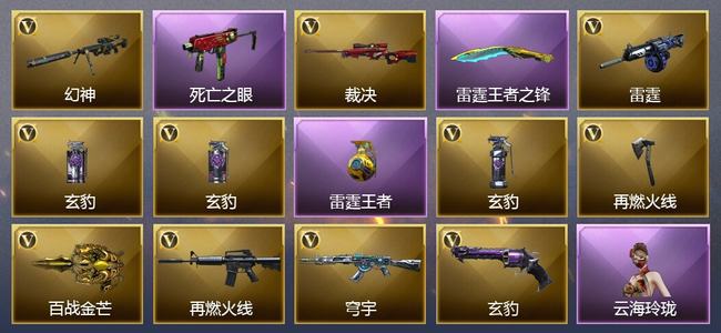 穿越火线（CF）0传说角色 0传说武器 2王者武器 0炫金武器 15V武器 16V角色 3皮肤 可排位 无