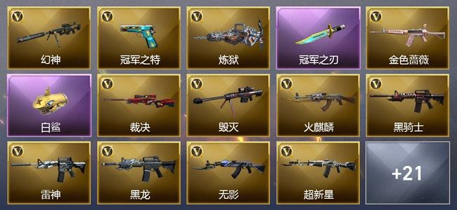 穿越火线（CF）0传说角色 0传说武器 0王者武器 2炫金武器 38V武器 15V角色 17皮肤 可排位 传奇