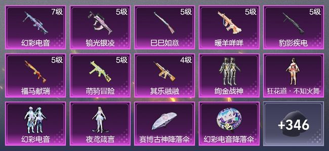和平精英8升级枪 4粉装 1尾迹 191枪皮 165套装 59466热力 10印记 王牌