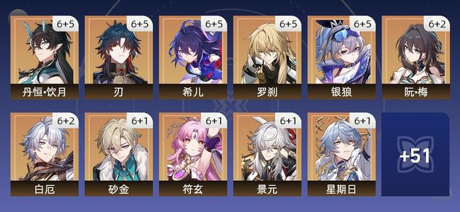 崩坏：星穹铁道265黄 173角色黄 92光锥黄 40五星角色 34五星光锥 70级 男主