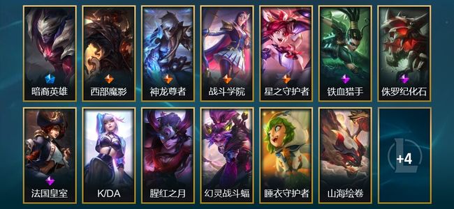 英雄联盟（LOL）2臻彩 1限定 4传说 17皮肤 7炫彩 134英雄 钻石