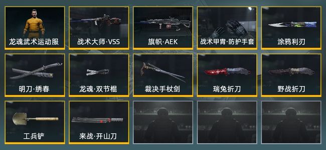 暗区突围库存价值17.7M 1手套 8近战武器 1金套装 2金枪皮 信誉5级 王牌