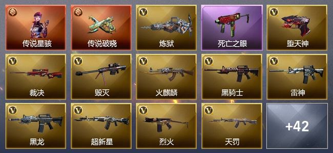 穿越火线（CF）1传说角色 3传说武器 2王者武器 55V武器 4V角色 9皮肤 可排位 传奇