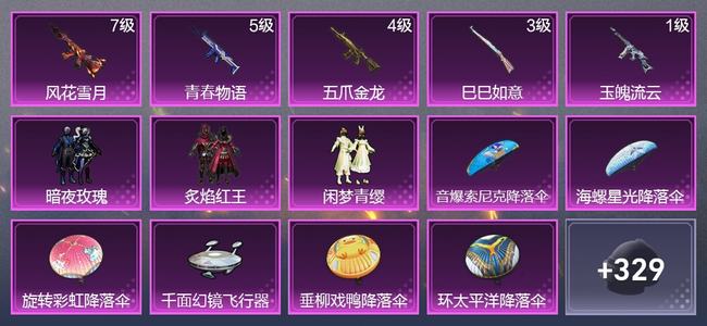 和平精英【苹果版】5升级枪 3粉装 2尾迹 202枪皮 157套装 6,3034热力 12印记 星钻