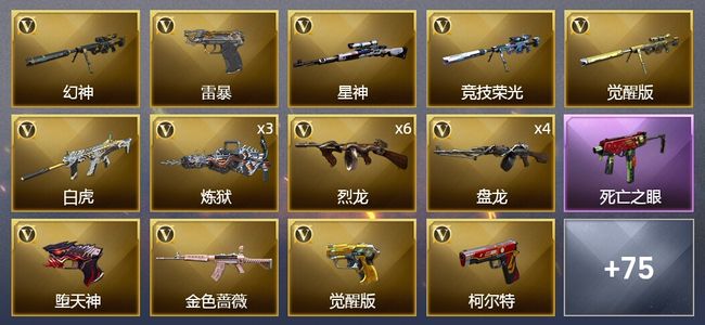 穿越火线（CF）4王者武器 1炫金武器 132V武器 5V角色 22皮肤 可排位 新锐