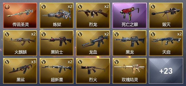 穿越火线（CF）1传说武器 4王者武器 3炫金武器 35V武器 1V角色 9皮肤 可排位 专家