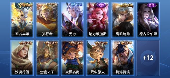 王者荣耀6史诗 23皮肤 55英雄 荣耀黄金IV