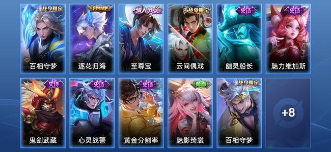 王者荣耀V4 1传说 8史诗 20皮肤 最强王者