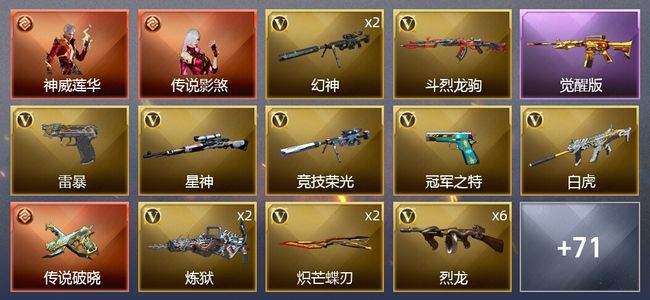 穿越火线（CF）2传说角色 3传说武器 3王者武器 2炫金武器 142V武器 8V角色 27皮肤 可排位 枪王