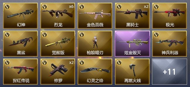 穿越火线（CF）1炫金武器 27V武器 1V角色 7皮肤 可排位 专家