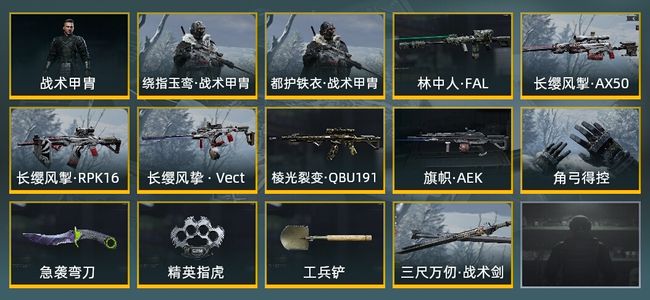 暗区突围库存价值111.6M 1手套 4近战武器 3金套装 6金枪皮 信誉5级 专家