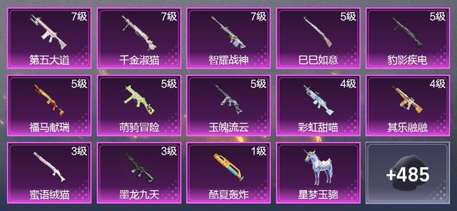 和平精英2载具 13升级枪 27粉装 4尾迹 267枪皮 220套装 9,6004热力 7印记 皇冠