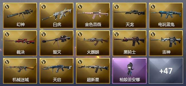 穿越火线（CF）4王者武器 2炫金武器 39V武器 1V角色 13皮肤 可排位 枪王