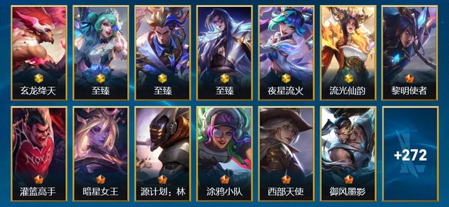 英雄联盟手游（lol手游）6神话 27传说 143史诗 285皮肤 142英雄 宗师