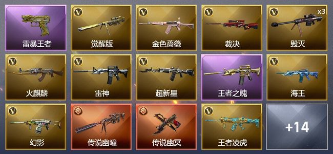穿越火线（CF）2传说武器 2王者武器 27V武器 1V角色 9皮肤 可排位