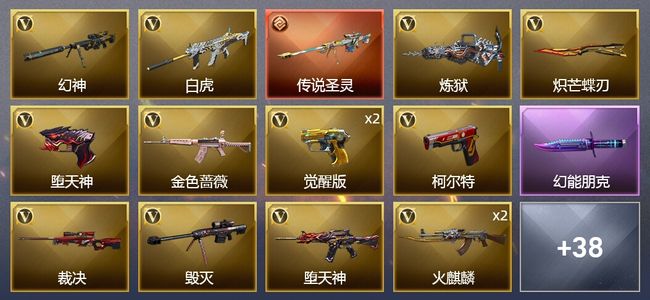 穿越火线（CF）1传说武器 2王者武器 73V武器 2V角色 23皮肤 可排位 新锐