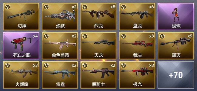 穿越火线（CF）12王者武器 7炫金武器 163V武器 4V角色 30皮肤 可排位 新锐