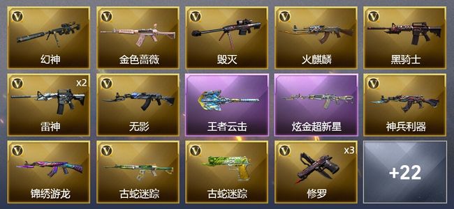 穿越火线（CF）1王者武器 1炫金武器 24V武器 15皮肤 可排位 枪王