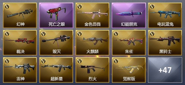 穿越火线（CF）2王者武器 2炫金武器 54V武器 1V角色 24皮肤 可排位 传奇