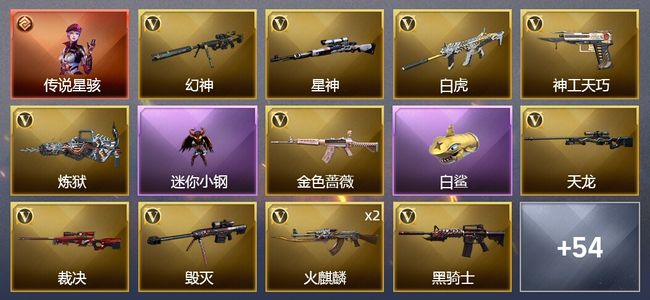 穿越火线（CF）1传说角色 4王者武器 1炫金武器 62V武器 3V角色 24皮肤 可排位 传奇