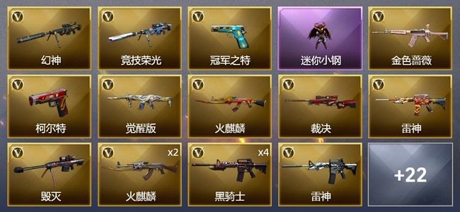 穿越火线（CF）3炫金武器 36V武器 1V角色 13皮肤 可排位 新锐