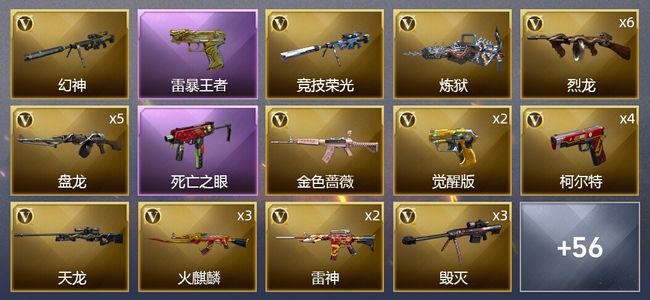 穿越火线（CF）6王者武器 2炫金武器 79V武器 4V角色 26皮肤 可排位