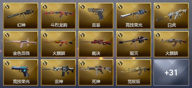 穿越火线（CF）2王者武器 2炫金武器 38V武器 1V角色 14皮肤 可排位 传奇