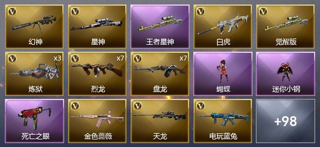 穿越火线（CF）6王者武器 5炫金武器 179V武器 10V角色 35皮肤 可排位