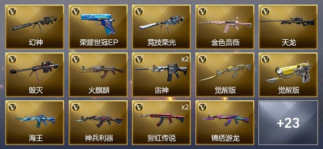 穿越火线（CF）1传说武器 33V武器 2V角色 16皮肤 可排位 新锐