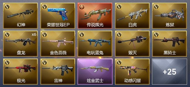 穿越火线（CF）1传说武器 1炫金武器 37V武器 1V角色 17皮肤 可排位 枪王