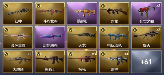 穿越火线（CF）6王者武器 3炫金武器 70V武器 1V角色 46皮肤 可排位 枪王