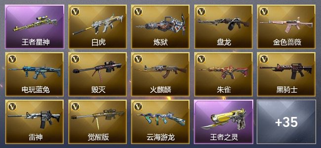 穿越火线（CF）2王者武器 1炫金武器 50V武器 13皮肤 可排位 新锐