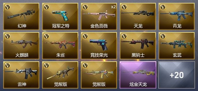 穿越火线（CF）2炫金武器 50V武器 1V角色 11皮肤 可排位 传奇