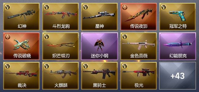 穿越火线（CF）2传说武器 1王者武器 54V武器 1V角色 20皮肤 可排位 枪王