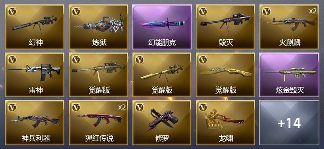穿越火线（CF）1炫金武器 30V武器 3V角色 15皮肤 可排位 新锐