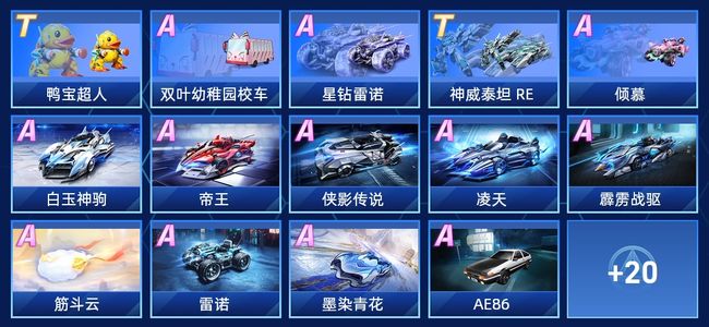 QQ飞车手游2永久T车 16永久A车 34永久赛车 25宠物 女号 星耀