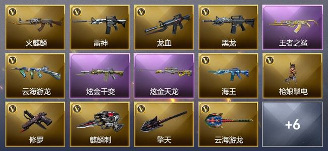 穿越火线（CF）1王者武器 2炫金武器 17V武器 4皮肤 可排位 精英