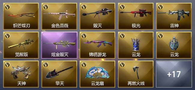 穿越火线（CF）1炫金武器 21V武器 1V角色 5皮肤 可排位 枪王