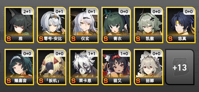 绝区零23黄 16角色黄 12S角色 6S音擎 10S邦布 女主 58